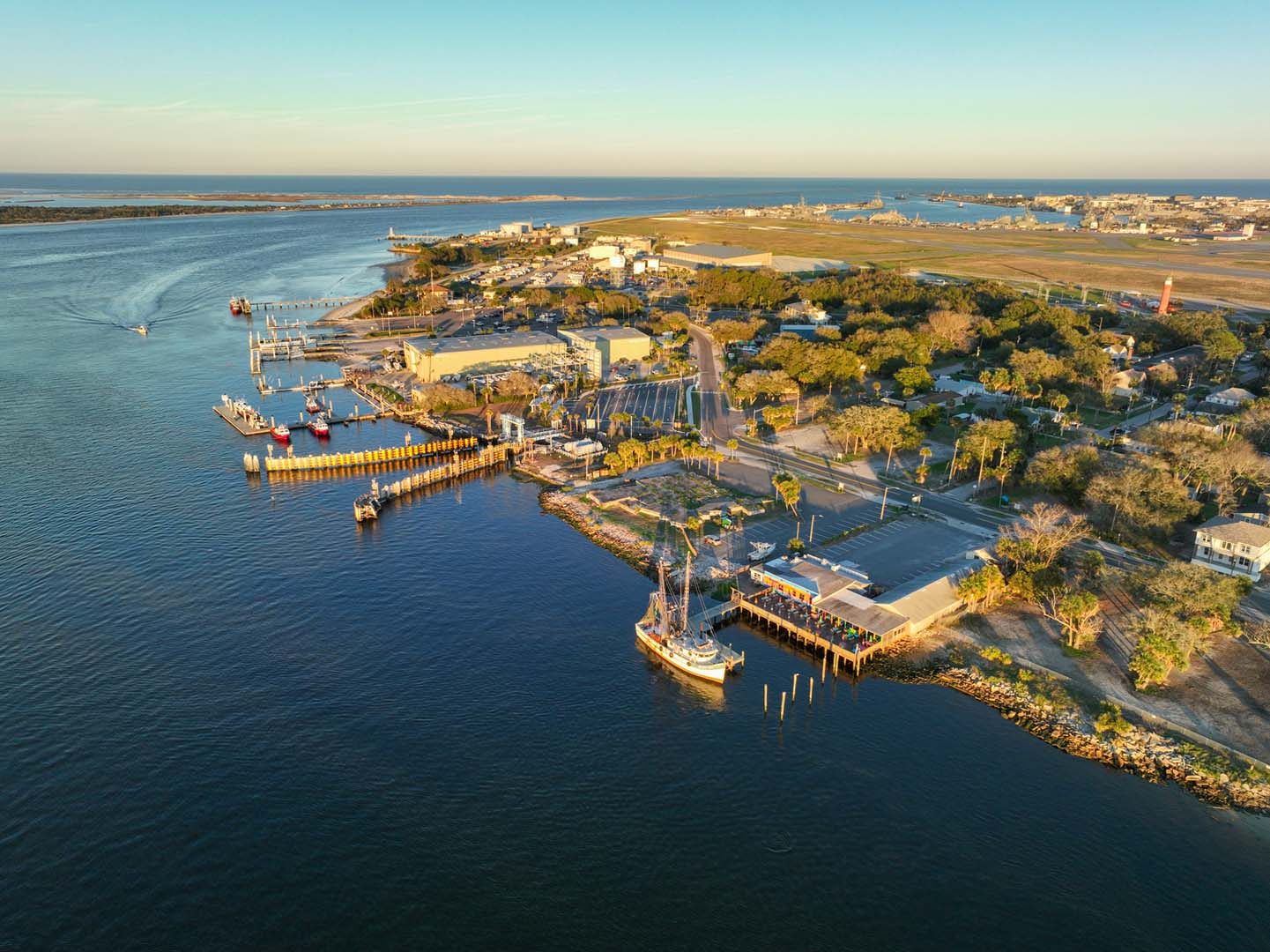 Aerial view of Mayport Village looking northeastward.