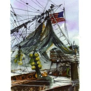 Rigging, a watercolor by Chris Flagg, 8.5 x 11” fine art digital print (unframed)