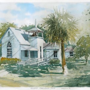 Mayport Presbyterian Church, watercolor by Chris Flagg, 11 x 8.5” fine art digital print (unframed)