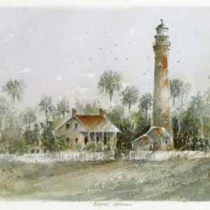 Mayport Light, watercolor by Chris Flagg, 11 x 8.5” fine art digital print (unframed)