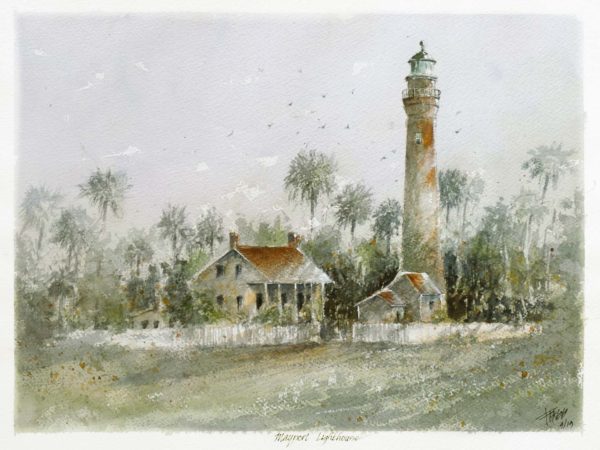 Mayport Light, watercolor by Chris Flagg, 11 x 8.5” fine art digital print (unframed)